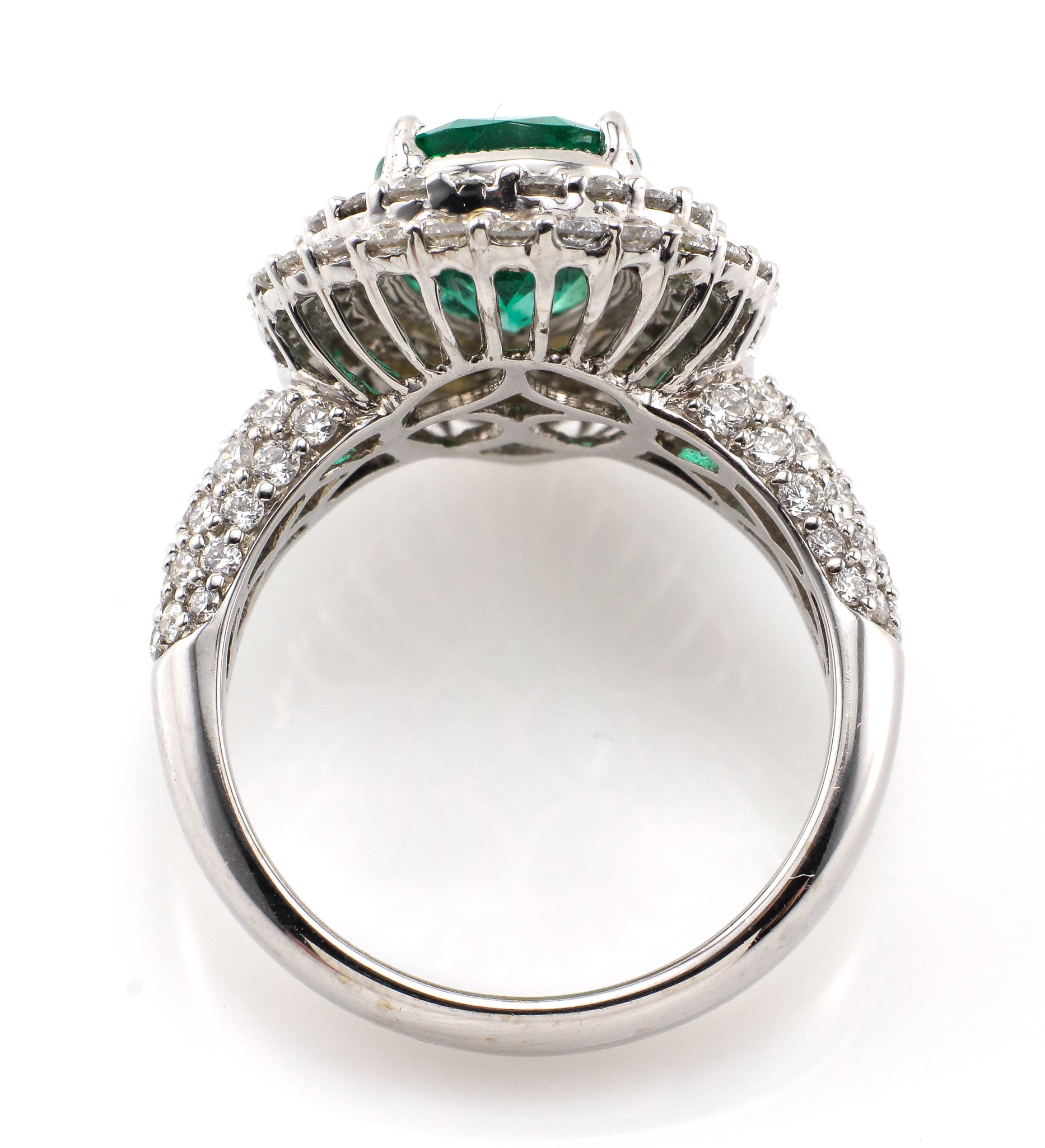 18K Diamond Emerald Ring Halo White Gold eBay