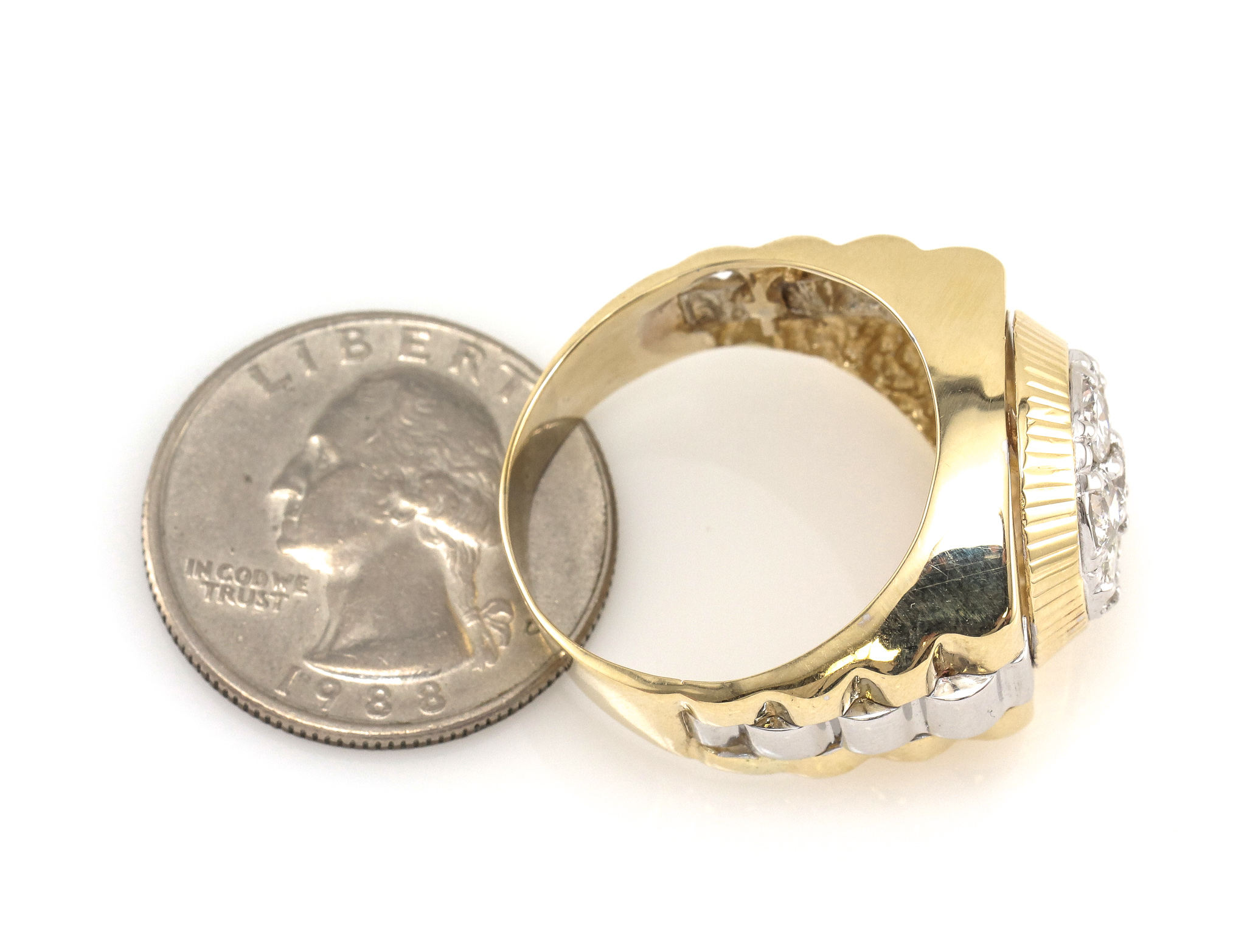 14K Mens Rolex Ring 1.89ct Diamond Yellow & White Gold Two-Tone | eBay